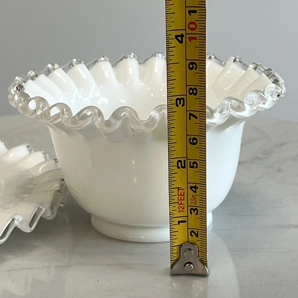 Fenton Silver Crest Bowl Ruffled Edge Mayonnaise‎ Bowl Underplate Milk Glass Vtg